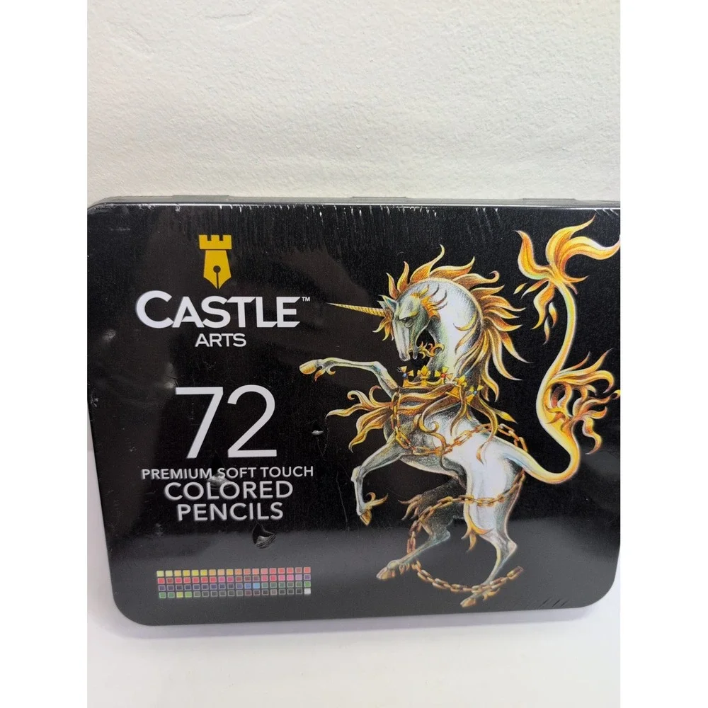 Castle Arts 72 Premium Soft Touch Colored Pencils + Tin Box Factory Sealed NEW